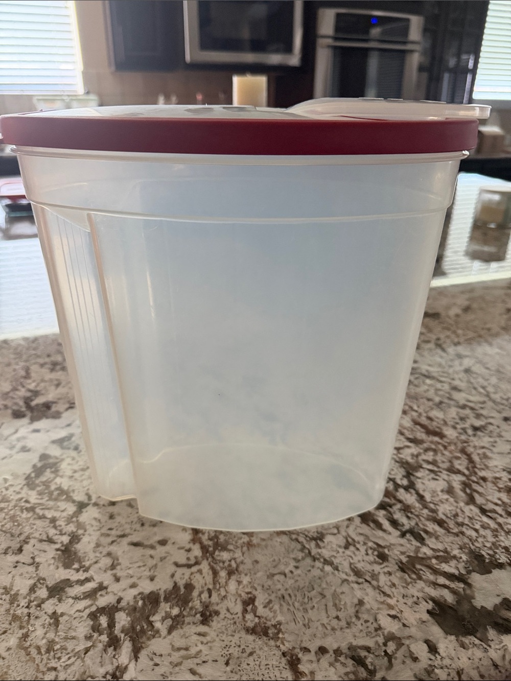 Clear Plastic Kitchen Storage Container with Red Lid set of 3
